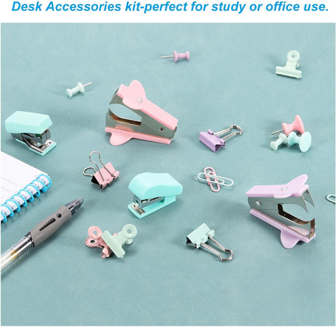 PATIKIL Stapler Set, Metal Portable Desktop Office Stationery Accessories No Jams Stapler with 400 Staples 20 Clips for Business Desk Home, Classr...