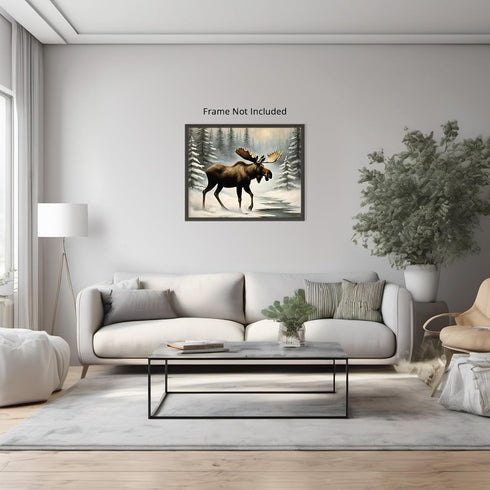 Posterizer 1 pcs-beautiful moose in snowy winter nature 3-Art for Animal Lovers-Landscape & Nature Art-Decor for Home & Office- unframed wall art...