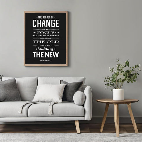 Posterizer 1 pcs-The Secret To Change Is To Focus On Building The New- Socrates-Quotes-Gift for book lovers-Living Room Bedroom Decor- unframed wa...