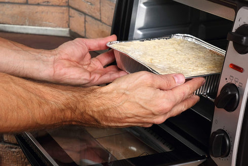 DecorRack 14 Aluminum Pan Disposable with Flat Board Lids, 2.25 Lb Heavy Duty Rectangular Tin Foil Pans, Perfect for Reheating Leftover Food, Baki...