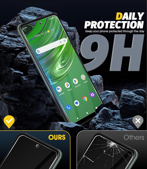 (3 Pack) Orzero Tempered Glass Screen Protector Compatible for Cricket Outlast/AT&T Jetmore, Precise Front Camera Cutouts HD Anti-Scratch Bubble-F...