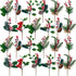 WILLBOND Artificial Christmas Tree Picks Red Berry Pine Picks Spray Berry Branches Holly Pine Flower Pick Berry Pinecones for Christmas Crafts Par...