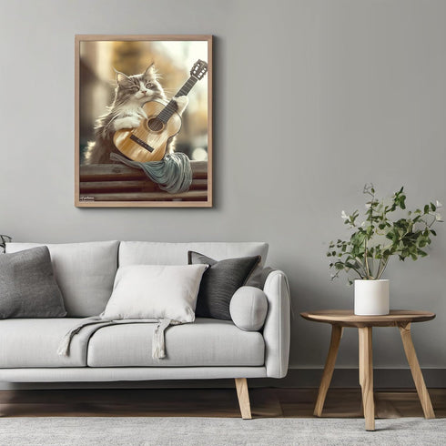 Posterizer 1 pcs-cute funny kitty cat playing the guitar 2-Art for Animal Lovers-Musical Art Collection-Decorations for Bedroom, Office, Living Ro...