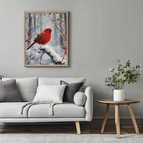 Posterizer 1 pcs-cute little bird in snowy winter scene -13-Art for Animal Lovers-Landscape & Nature Art-Decor for Home & Office- unframed wall ar...