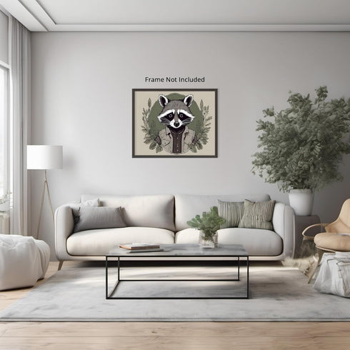 Posterizer 1 pcs- A raccoon with green halo and leaves arround it-Art for Animal Lovers- Gift for Men Women Entrepreneur Teens-Decor for Home & Of...