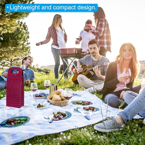 PATIKIL 2 Bottle Wine Gift Bag, Wine Bag Reusable Leather Wine Tote Carrier for Wine Bottles Portable Champagne Gift Bags for Picnic Party Wedding...