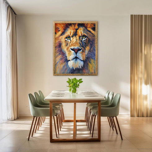 Posterizer 1 pcs- Oil painting style print of a lion-Art for Animal Lovers-Floral Botanical Art- Gift for Men Women Entrepreneur Teens-Living Room...
