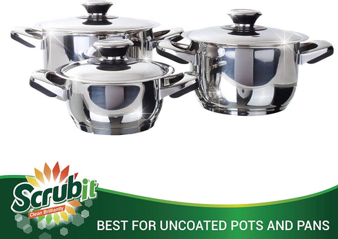 12 Pack Stainless Steel Scourers by Scrub It – Steel Wool Scrubber Pad Used for Dishes, Pots, Pans, and Ovens. Easy scouring for Tough Kitchen Cle...