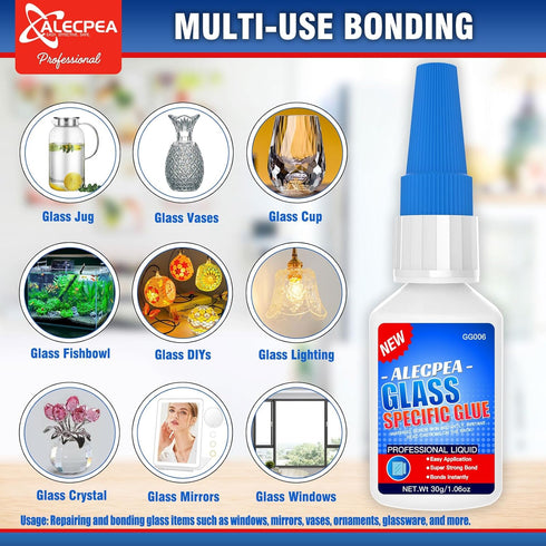 30g Glass Glue - Fast-Curing & Weatherproof Adhesive for Glass Repair, Jewelry, Art, Crystal, Mirror and More - Quick Set in 15 Seconds...