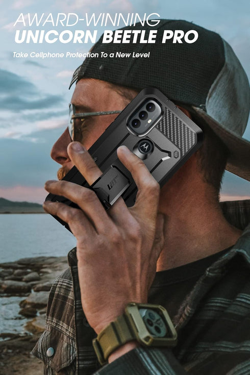 SUPCASE Unicorn Beetle Pro Series Case for Moto G Power 2022, Full-Body Rugged Belt Clip & Kickstand Case with Built-in Screen Protector (Black)...