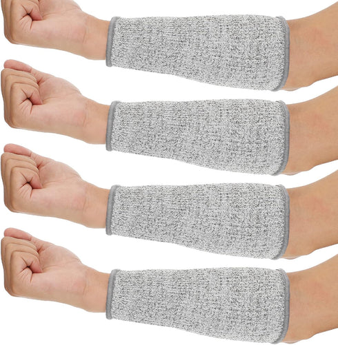 Neer 4 Pair Protective Arm Sleeves for Thin Skin Anti-Cut Burn Resistant Cover Forearm Sleeve for Cooking Construction(Gray, 7.9 Inch)...