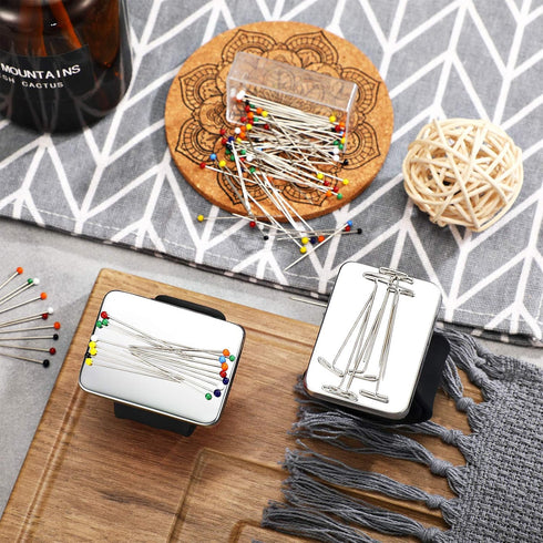 Magnetic Wrist Sewing Pincushion with 100 Pieces 1.5 Inch Ball Head Sewing Pins Set Wrist Magnetic Pin Holder Gift Supplies(Black)...