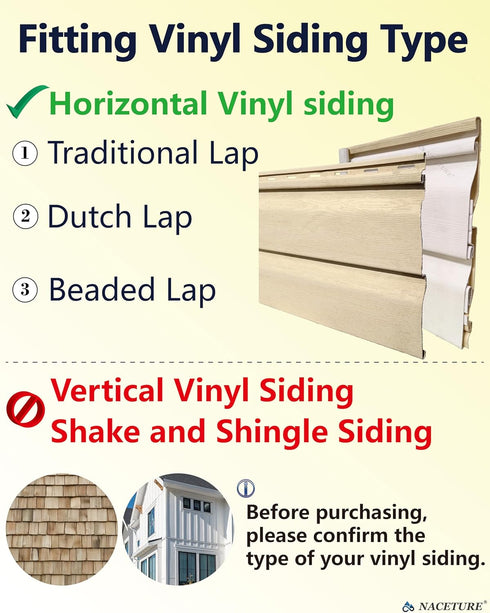 NACETURE Vinyl Siding Hooks Hanger (6 Pack) | No Drill Vinyl Siding Clips for Hanging Outdoor Decor...