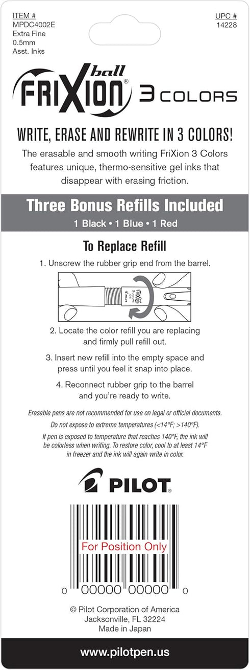 Pilot, FriXion Ball Multifunction Erasable, Refillable (Included), Retractable Gel Pen, Extra Fine Point 0.5 mm, White Barrel, Single Pen, Black, ...