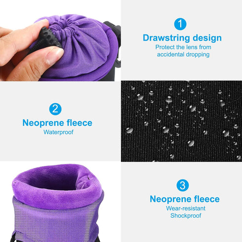 PATIKIL Camera Lens Bag, 2 Pcs 3.1" IDx3.9 H Drawstring Lens Pouch with Thick Protective Neoprene, Lens Case for DSLR Camera Lens, Water Coffee Cu...