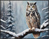 Posterizer 1 pcs-owl in nature-winter snowy scene in oil painting style-1-Art for Animal Lovers-Landscape & Nature Art-Decor for Home & Office- un...