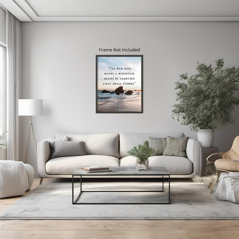 Posterizer 1 pcs-The Man Who Moves a Mountain-Confucius-Philosophy-Spiritual Quotes-Motivational & Inspirational Art-Gift For Buddhism Meditation ...