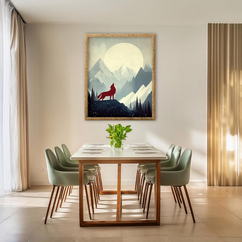 Posterizer 1 pcs-beautiful howling lone wolf under the full moon 3-Art for Animal Lovers Gift for Art Lovers Decorations for Bedroom, Office, Livi...