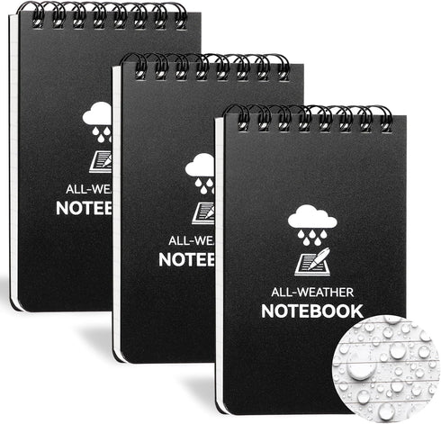 Waterproof Notebook, 3 x 5 Pocket Notepad, All Weather Small Pocket Notebook Stone Paper, Mini Spiral Notepad Weatherproof Police Notepad 100 Line...