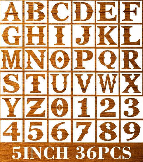 5 Inch Letter Stencils Alphabet Stencils Reusable Stencil Letters Numbers Stencils for Painting on Wood Walls Porch Fabric Art Crafts...
