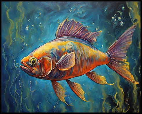 Posterizer 1 pcs- Beautiful Abstract print of a fish in the sea-Art for Animal Lovers-Abstract & Modern Art- Gift for Men Women Teens-Living Room...