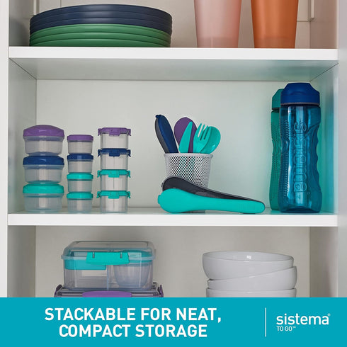 Sistema 4-Piece Salad Dressing and Condiment Containers with Lids for Lunch...