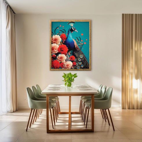 Posterizer 1 pcs-beautiful peacock bird with flowers collage-Art for Animal Lovers-Landscape & Nature Art-Gift For Animal Lovers- UNFRAMED Wall Ar...