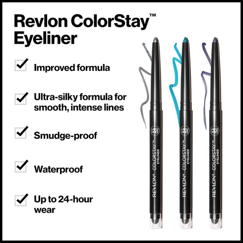 Revlon Pencil Eyeliner, ColorStay Eye Makeup with Built-in Sharpener, Waterproof, Smudge-proof, Longwearing with Ultra-Fine Tip, 202 Black Brown, ...