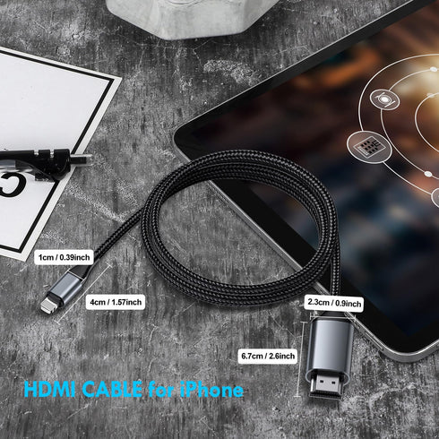Lightning to HDMI Adapter • HDMI Cable for iPhone to TV • Compatible with iPhone14, 13, 12, 11 & YouTube to TV Output • with 1080P HD Display • Sy...