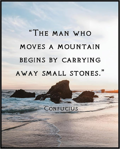 Posterizer 1 pcs-The Man Who Moves a Mountain-Confucius-Philosophy-Spiritual Quotes-Motivational & Inspirational Art-Gift For Buddhism Meditation ...
