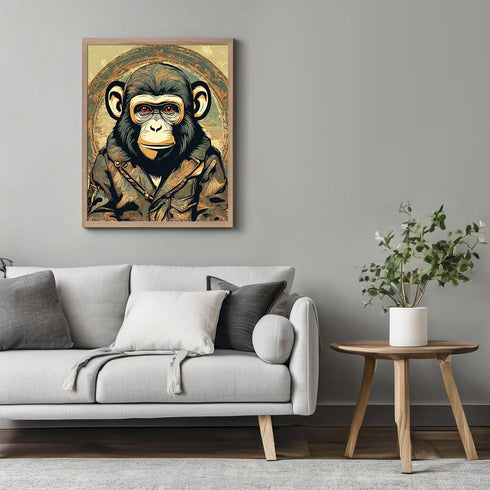 Posterizer 1 pcs-abstract beige poster-monkey wearing clothes-Art for Animal Lovers-Abstract & Modern Art-Decor for Home & Office- unframed wall a...