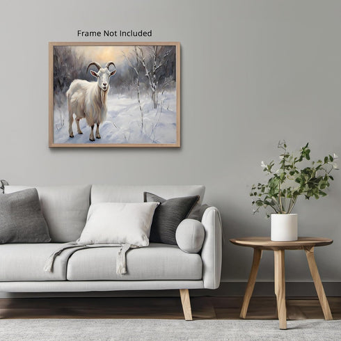 Posterizer 1 pcs-goat in snowy winter nature-oil painting style 4-Art for Animal Lovers-Landscape & Nature Art-Decor for Home & Office- unframed w...