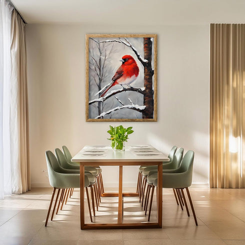 Posterizer 1 pcs-cute little bird in snowy winter scene -12-Art for Animal Lovers-Landscape & Nature Art-Decor for Home & Office- unframed wall ar...