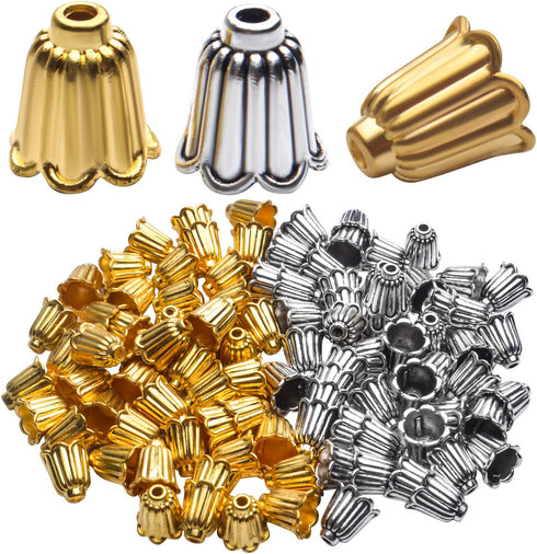 Antique Alloy Cone Spacer Bead Caps, 100pcs Flower Tassel Ends for Bracelet, Necklace, Earring Crafts...