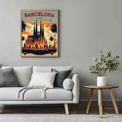 Posterizer 1 pcs-Barcelona Spain Railway Travel Poster-Adventure Wall Art-GIft for Men Women Teens-Decor for Home & Office- unframed wall art...