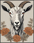 Posterizer 1 pcs- Beautiful goat with red flowers arround its neck-Art for Animal Lovers-Floral Botanical Art- Gift for Men Women Teens-Living Roo...