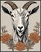 Posterizer 1 pcs- Beautiful goat with red flowers arround its neck-Art for Animal Lovers-Floral Botanical Art- Gift for Men Women Teens-Living Roo...