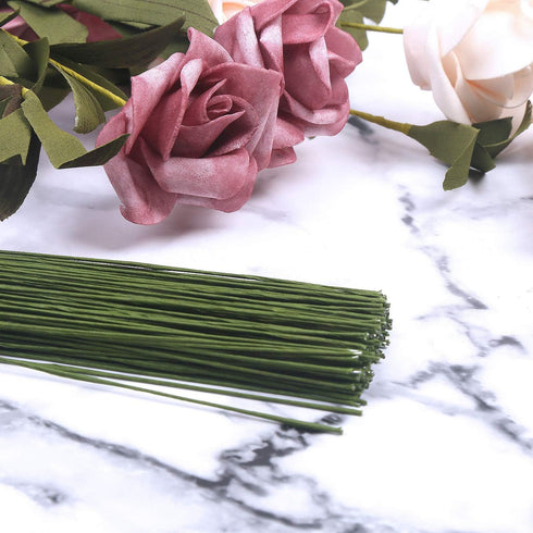 CCINEE 22 Gauge Dark Green Floral Wire Stem for Flower Arrangement Craft Supply,16 Inch,150PCS...