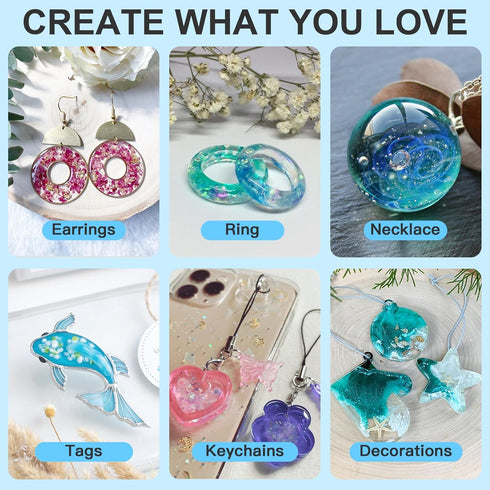 JDiction UV Resin, 300g High Gloss UV Resin Clear Solar Cure Sunlight Activated Glue Hard UV Resin Kit for Jewelry Making, Casting and Coating, DI...