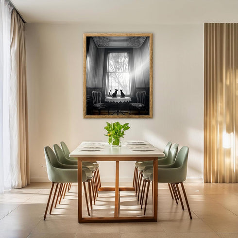Posterizer 1 pcs-mysterious gothic house-black cats sitting on the table 1-Art for Animal Lovers-Gothic Art-Living Room Bedroom Decor- unframed wa...