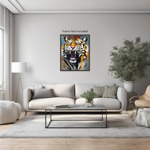 Posterizer 1 pcs- wild beautiful angry tiger showing teeth-Art for Animal Lovers-Gift for Art Lovers-Living Room Bedroom Decor- unframed wall art...