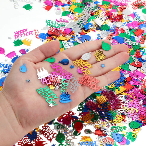 WILLBOND 3000 Pieces Happy Birthday Confetti Birthday Party Cake Confetti Metallic Foil Balloon Table Scatter Decorations for Carnival Baby Shower...