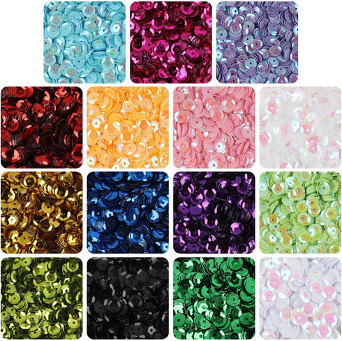 CCINEE 7mm Loose Sequins for Craft, 7500PCS Rainbow Cup Sequin Bulk Iridescent Spangles Assorted Round Embroidery Sequins for Easter Egg DIY Arts ...