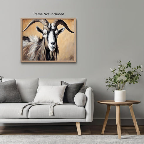Posterizer 1 pcs- Black and white goat oil painting style-Art for Animal Lovers- Gift for Men Women Entrepreneur Teens-Decor for Home & Office- un...