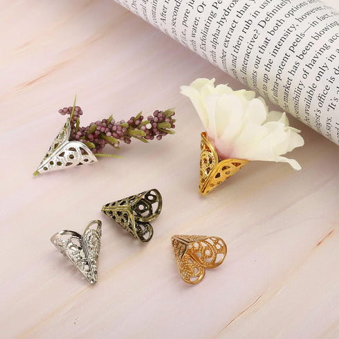 PATIKIL Flower Bead Caps, 30Pcs 16x16mm Hollow Metal Spacer Bead End Caps for Jewelry Making Earring Bracelets Necklace DIY Crafting, Rose Gold...