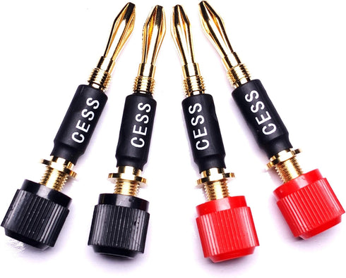 CNCESS CESS-061 Spade Fork Binding Post to Banana Plugs Amp Speaker Adapter, 4 Pack...