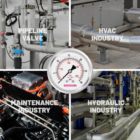 0-30psi/kpa Glycerin Filled Pressure Gauge, 2-1/2" Dial Size, Stainless Steel Case, with Vent Valve, 1/4" NPT Center Back Mount, 2-1-2% Accuracy, ...