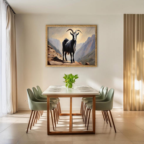 Posterizer 1 pcs- A black goat on a mountain oil painting style-Art for Animal Lovers-Landscape & Nature Art- Gift for Men Women Teens-Living Roo...