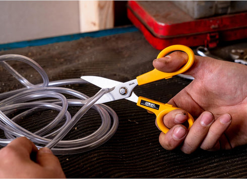 OLFA 5" Serrated Edge Stainless Steel Scissors (SCS-1) - 5 Inch Multi-Purpose Heavy Duty Scissors w/ Sharp Blades & Comfort Grip for Home, Office,...