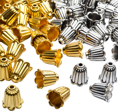 Antique Alloy Cone Spacer Bead Caps, 100pcs Flower Tassel Ends for Bracelet, Necklace, Earring Crafts...